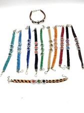 Handmade Leather Bracelet with Glass Beads