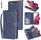 Samsung Galaxy A90Wallet Case 9Card Zipper Slots Kickstand Flip Leather Case