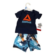 Reebok Baby Outfit 3-6M Navy Shirt  Colorful Shorts Set Boy Shower Gift Present