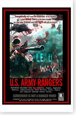Rangers Lead The Way Surrender Is Not A Ranger Word Us Army Recruiting Poster Ebay