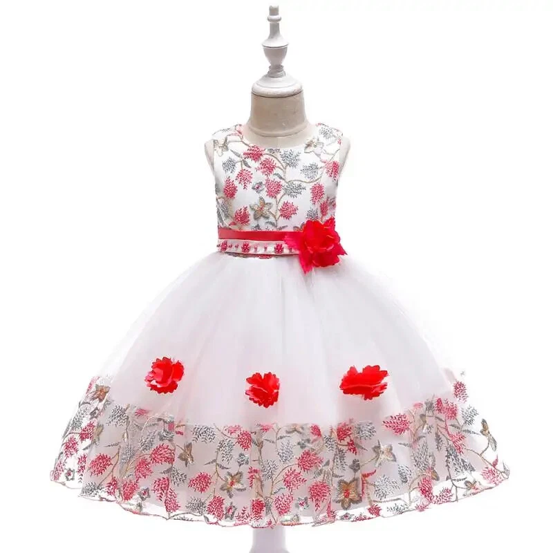 Kids Girl Dress Embroidery Flower Party Princess Prom Formal Clothes 3 8 Years - Image 2 of 4