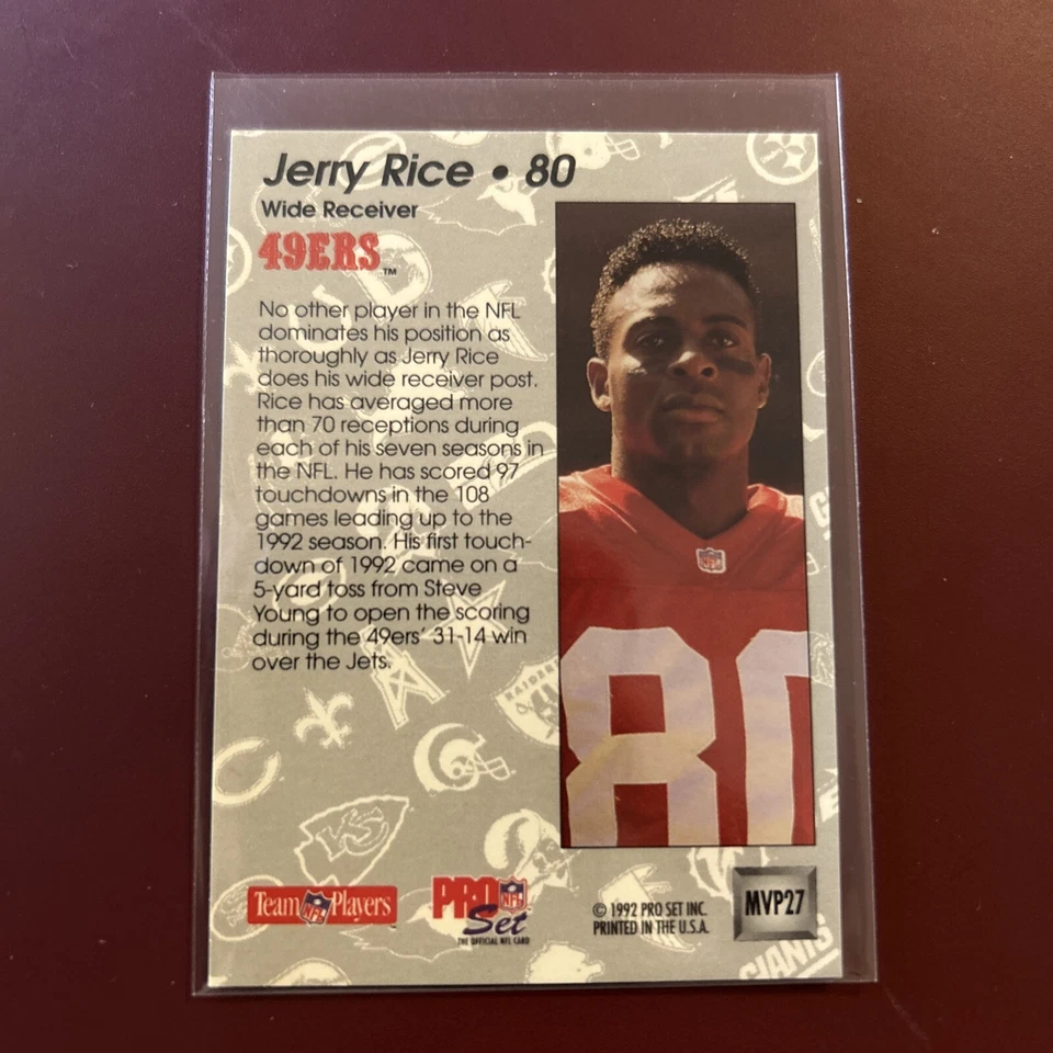 Jerry Rice #MVP27 1992 Pro Set Gold MVPs San Francisco 49ers - Image 2 of 2