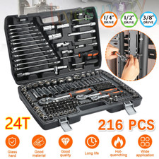 216 PCS Professional Socket Set 1/2" 3/8" 1/4" Ratchet Spanners Large Tool-Kit U