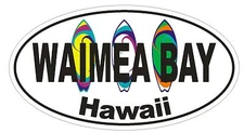 Waimea Bay Hawaii Oval Bumper Sticker or Helmet Sticker D1344 Surf Surfing 