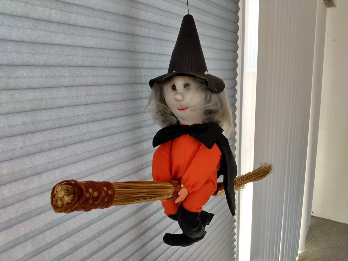 Hanging Halloween Witch on Broom Halloween Decoration Not Scary | eBay