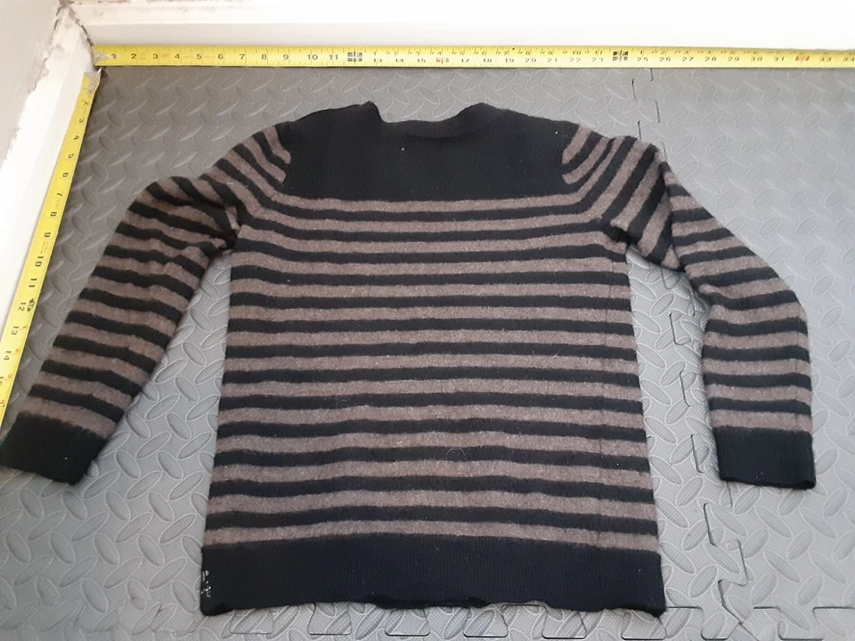 Fenn Wright Manson Taupe & black striped 100% Merino Wool sweater: medium #S184 - Image 3 of 3