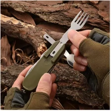 7In1 Outdoor Multifunctional Tableware Stainless Steel Foldable Fork Spoon Knife