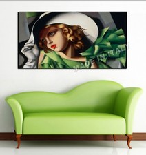 Quadro moderno Stampa Solo Tela cm.120x60 Tamara De Lempicka Lady Arredo Casa