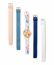 Orologio Laura Ashley donna quadrante specchio cinturino floreale set 4 cinturini intercambiabili