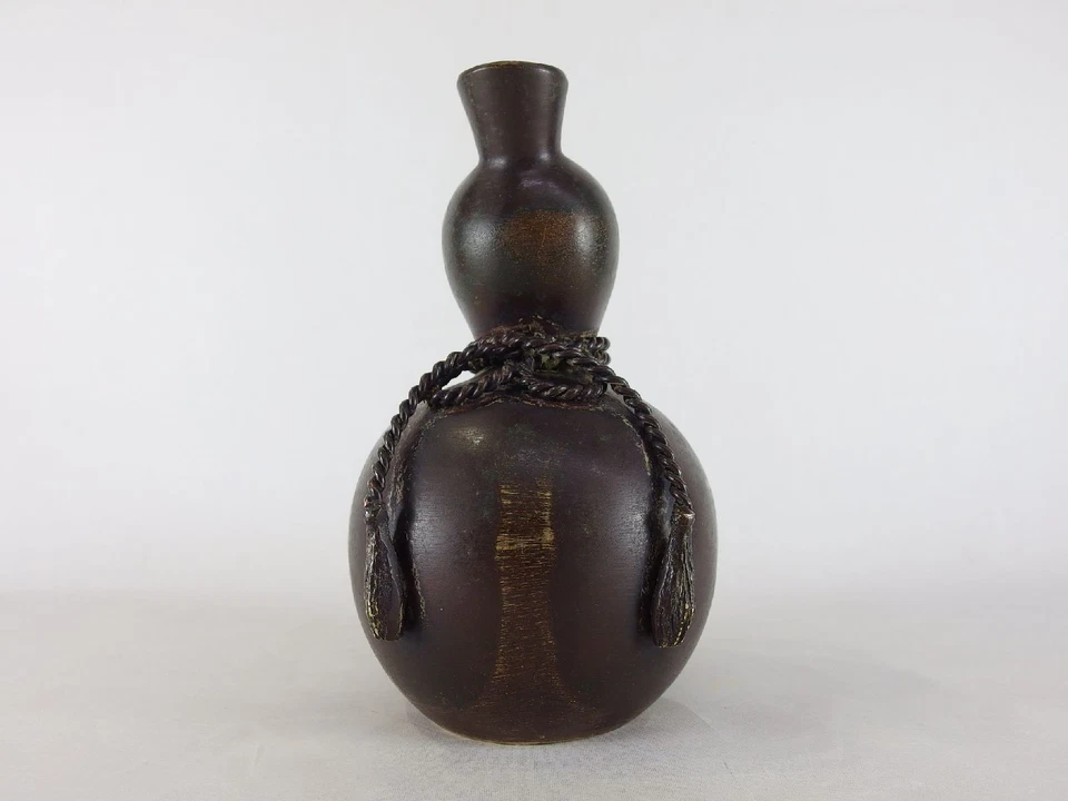 Antigua figura de calabaza de latón japonesa vintage Chanoyu Kaki florero chacha Foto 2 de 4