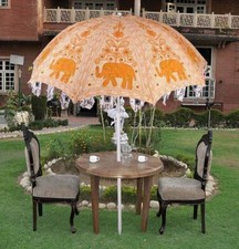 Indian Outdoor Sun Shade Patio Umbrella Embroidered Garlands Parasol large Shade