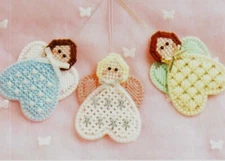 LITTLE ANGEL HEARTS 3 ORNAMENTS CHRISTMAS PLASTIC CANVAS PATTERN INSTRUCTIONS