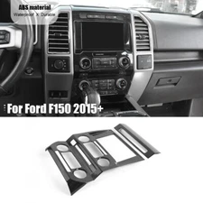 2x Center Dash Radio Navigation Panel Bezel Trims For Ford F150 Black Wood Grain