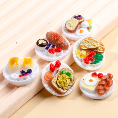 6PC 1:12 Scale Dollhouse Miniatures Egg Bread Mini Food Kitchen Accessories Set