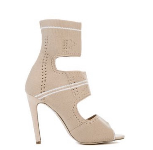 Cape Robbin Lola-14 Nude Stripe Knit Peeptoe Heels Booties Sz 10 RARE!  BLOGGERS - Picture 3 of 5