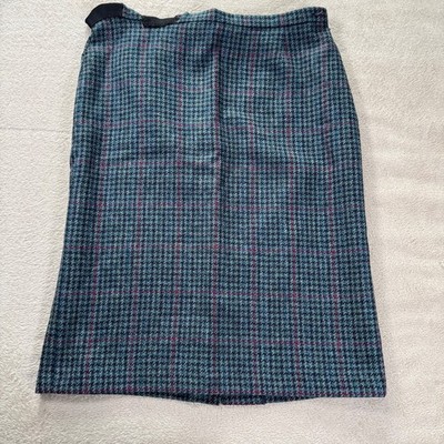 Julius reine Schurwolle Rock Damen Größe 18 W38'' Karo Tartan Vintage 80er Jahre