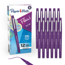 Paper Mate Flair Felt Tip Pens, Medium Point 12 Count Pack of 12 , Purple