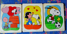 CAR / 3 PUZZLE VINTAGE FISHER PRICE SNOOPY BOIS PLASTIQUE 593 592 591