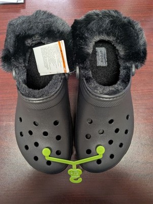CROCS Classic Platform Fuzz Lined Clog - BLACK Unisex W 10 Size NWT