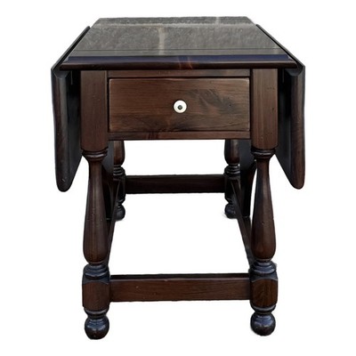 1980s Ethan Allen Old Tavern Antiqued Pine Rustic Drop Leaf Side Table 12-8036