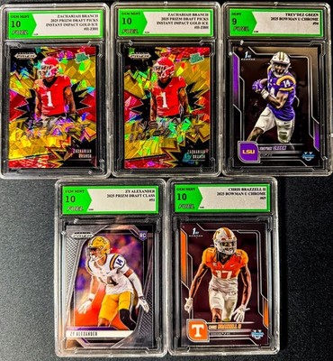 NCAA Football 5 Card Graded Slab Lot 1st Bowman Rookies Gem Mint 10s