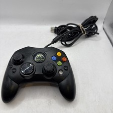 Original Xbox OEM S Type Black Controller with Breakaway Cable TESTED VGC Clean!