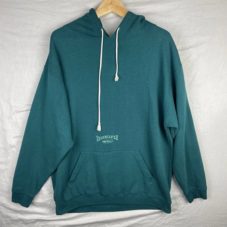 Moletom com capuz vintage Quiksilver masculino extra grande GG verde surf skate praia - Imagem 2 de 4