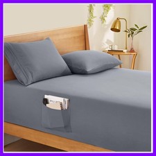 Extra Deep Pocket Queen Fitted Sheet Only - Fits Up to 24 Inch Mattress - Lux...
