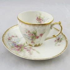 Charles Field Haviland Hand Painted Limoges Espresso Demitasse Cup & Saucer