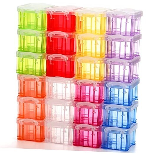 24 Pack Mini Plastic Storage Bins with Lid, 3.3