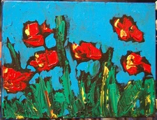 RED POPPIES  Modern Abstract   Original Oil Painting  IMPRESSIONIST ww33d