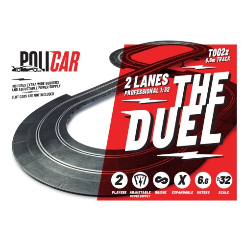 Piste double voie Policar THE DUEL 1:32 avec système de rails clipsables