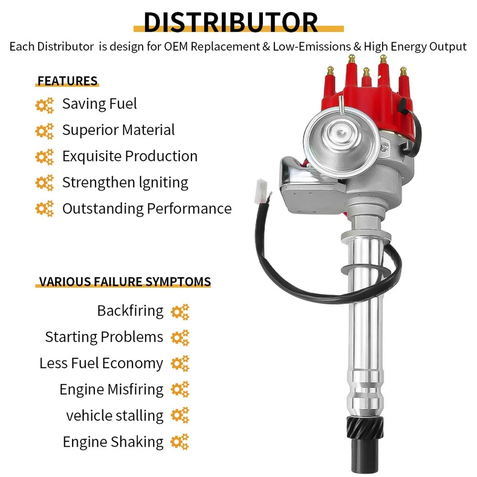 NUEVO DISTRIBUIDOR HEI DE TAPA PEQUEÑA + BOBINA ROJA + CABLES DE 8,5 mm bajo escape para CHEVY OEM Foto 2 de 4