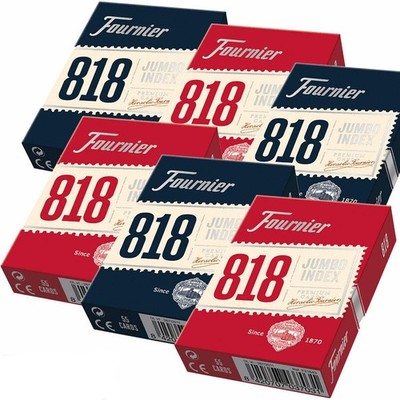6x Fournier 818 Poker Plastic Coated Playing Cards Decks 3 Red 3