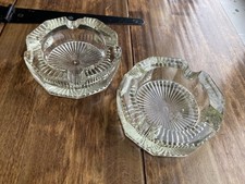 1950s Vintage Bohemian Crystal Set Of 2 ashtrays
