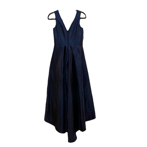 ALFRED SUNG Midnight Navy Sateen Twill High Low Cocktail Dress Gown NWOT Sz 4 - Picture 6 of 8