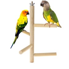 Bird Perch Stand Toy Natural Wood Parrot Parakeet Style-A, natural wood