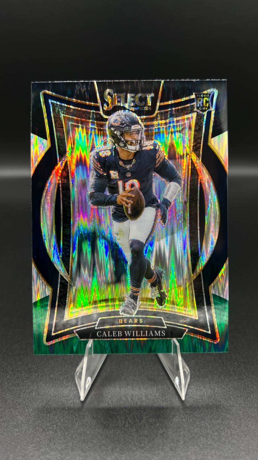 2024 Panini Select Caleb Williams Black & Green Shock Prizm Concourse #25 (RC)