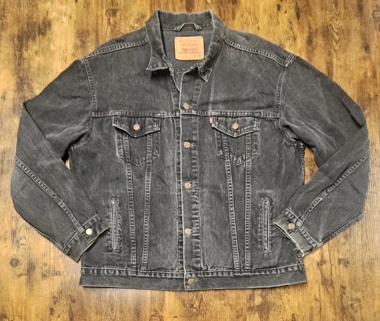VTG Levis 70507-0260 Type 3 Distressed Fade Black Denim Trucker 