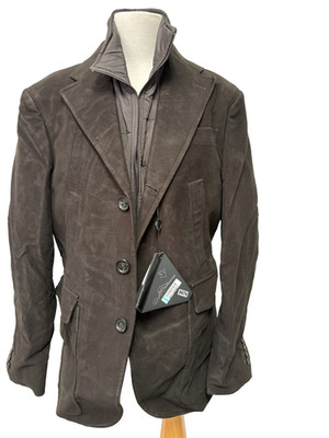 NWT Montecore Icona Full-Zip Button-Up Layered Jacket Blazer Brown Mens Size 48