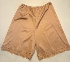 Vintage VANITY FAIR PETTIPANTS Nude Beige LARGE 44 Split Slip Nylon Lace Shorts