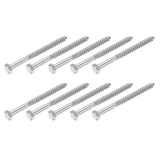Hex Lag Screws (M8x100mm)10Pcs, 304 Stainless Steel Self-Tapping Wood Bolts