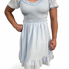 Ice Blue ruffled sleeved mini dress, Size Small
