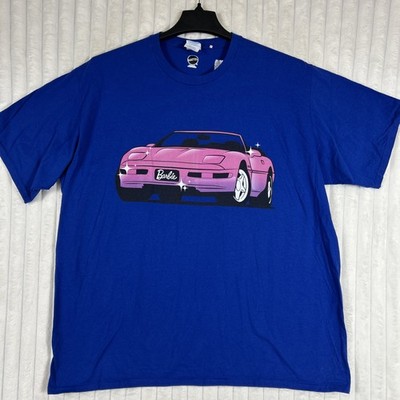 Mattel Barbie Pink Corvette Logo Blue T-Shirt Unisex 2XL