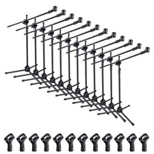 12x Microphone Boom Stand Dual Mic Clip Folding Arm Tripod Height Adjust Holder