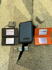 Nintendo DS Lite Console Lot with Games, Chargers, and Carrying Case