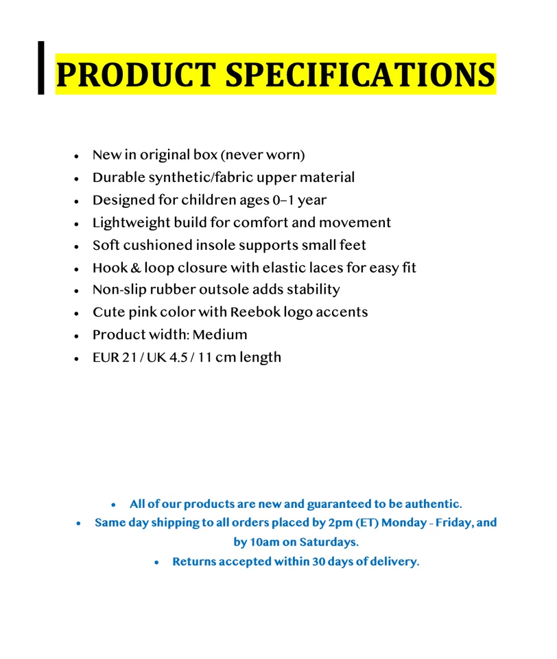 Zapatillas sin cordones Reebok Infantil Niñas Talla 5 Rosa Ligeras Cómodas Zapatos Foto 2 de 4