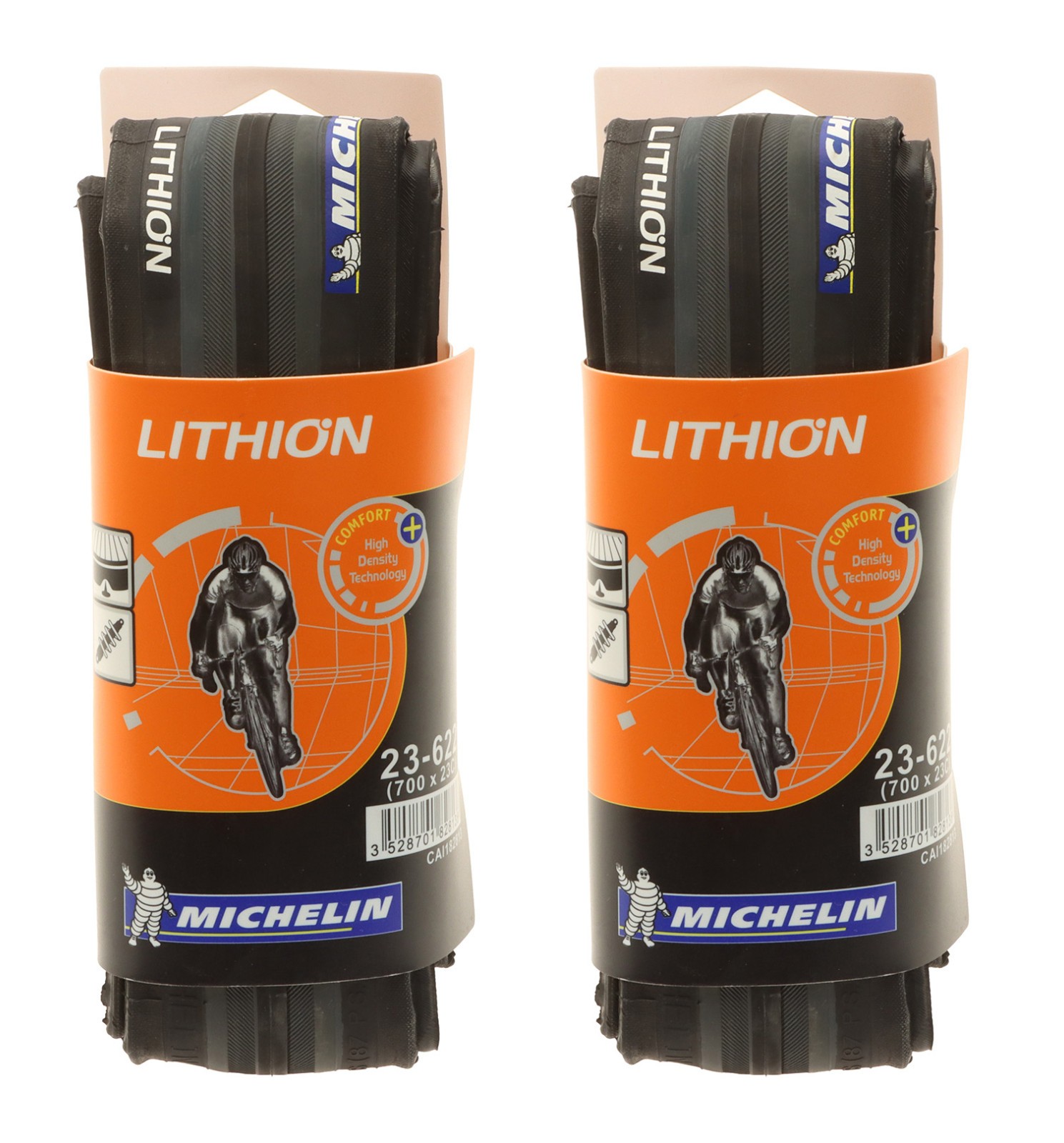 Michelin Lithion Clincher Tires 700x23c Black/Gray Road PAIR