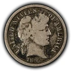 1892-S 10c Silver Barber Dime - Fine Semi Key Date - SKU-Y6641