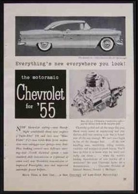 1955 Chevy Bel Air Sport Coupe Vintage AD *Motoramic*